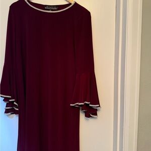 Badgley Mischka Red Ruffled Tiered Sheath Dress